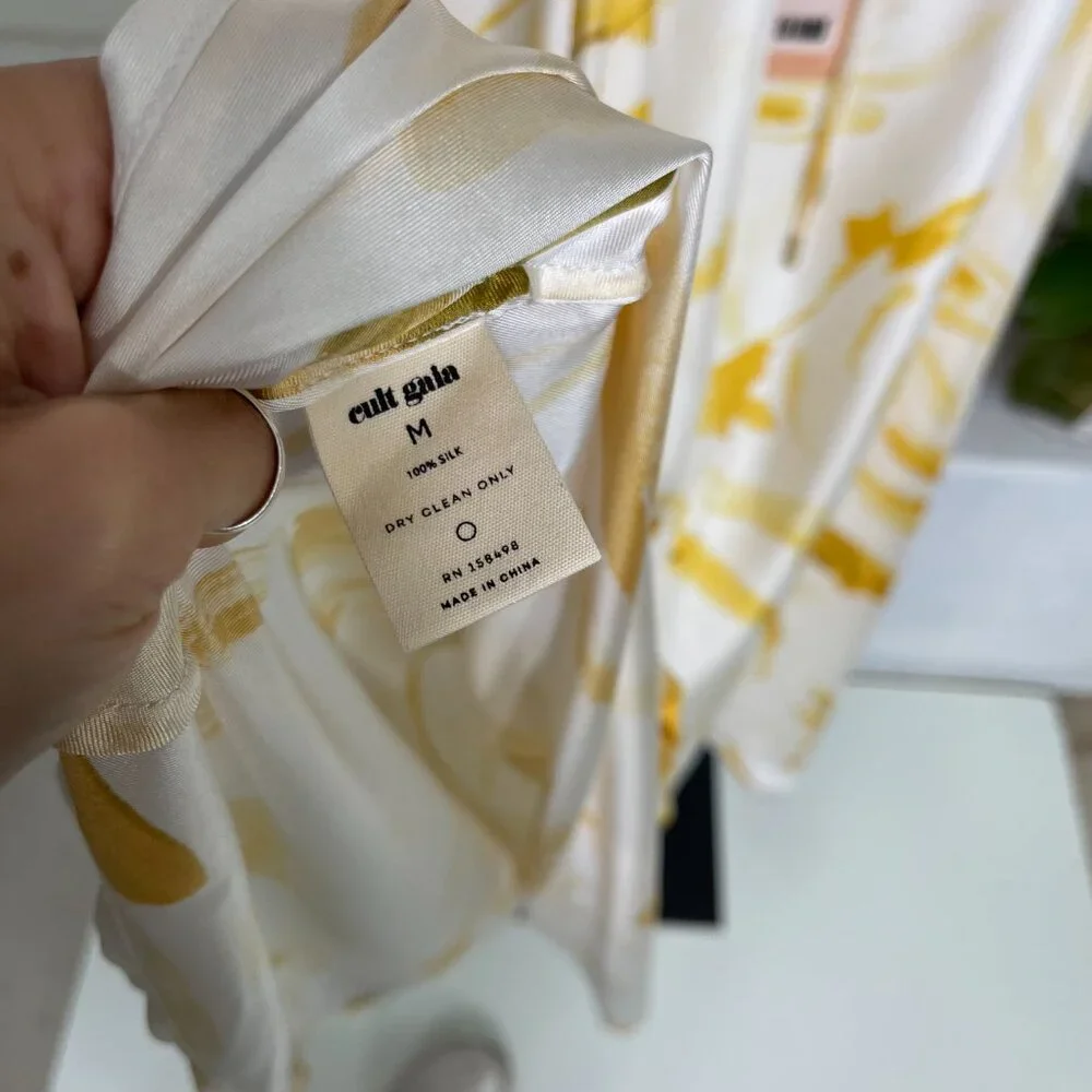 NWT Cult Gaia Womens Yellow Multicolor Chelsea Floral Silk Midi Dress Size M - Picture 8 of 14